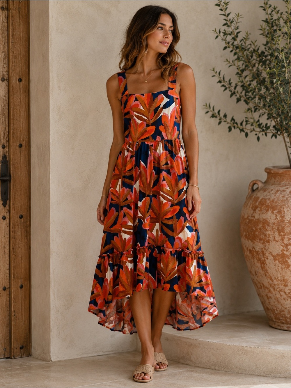 Who What Wear Floral High Low Maxi Dress
